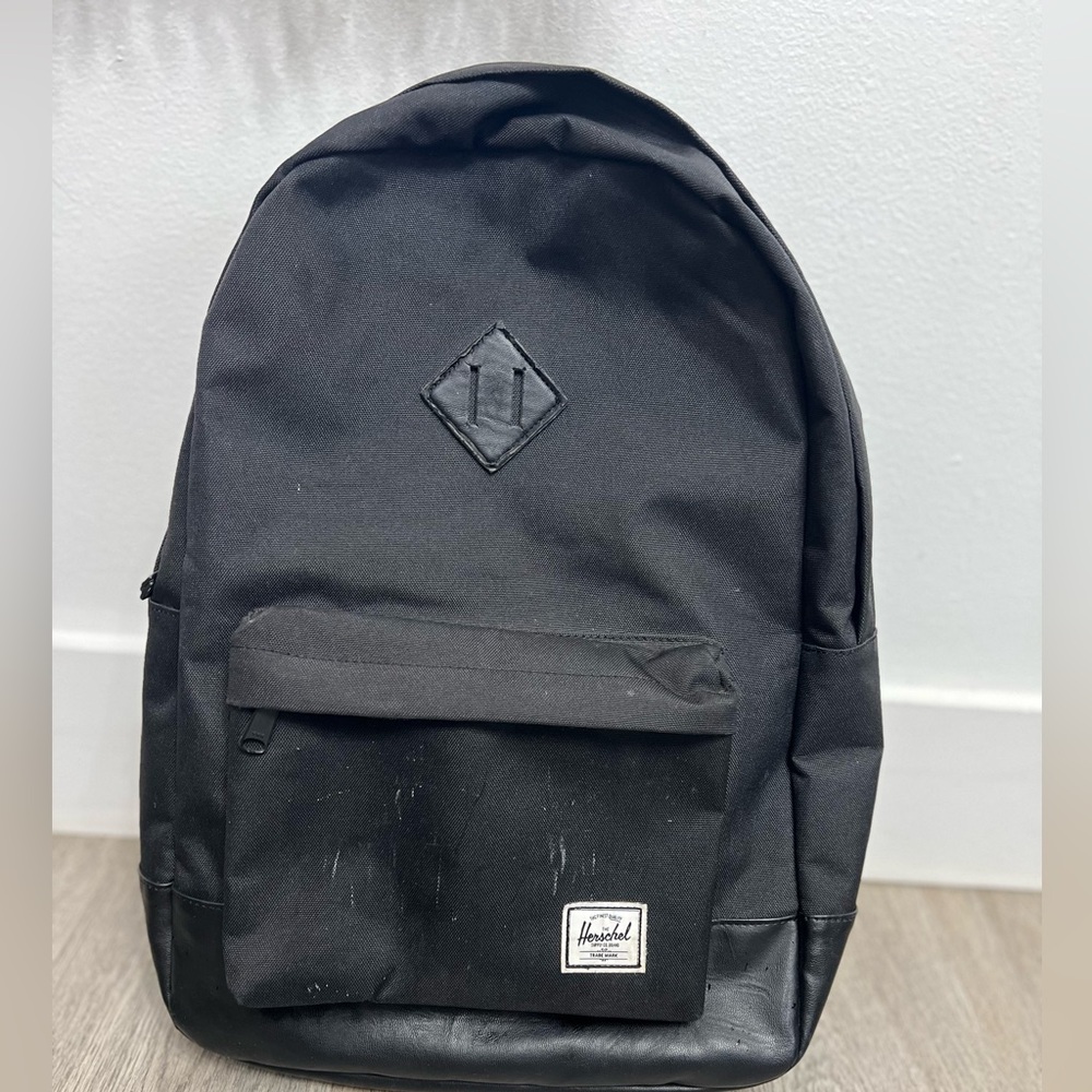 Herschel Heritage Backpack, Black with red interior used condition